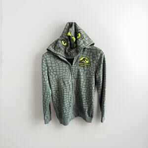 Jurassic World Dominion Zip Up Hoodie With Reptile Skin Boys 12/14 Dinosaur Hood